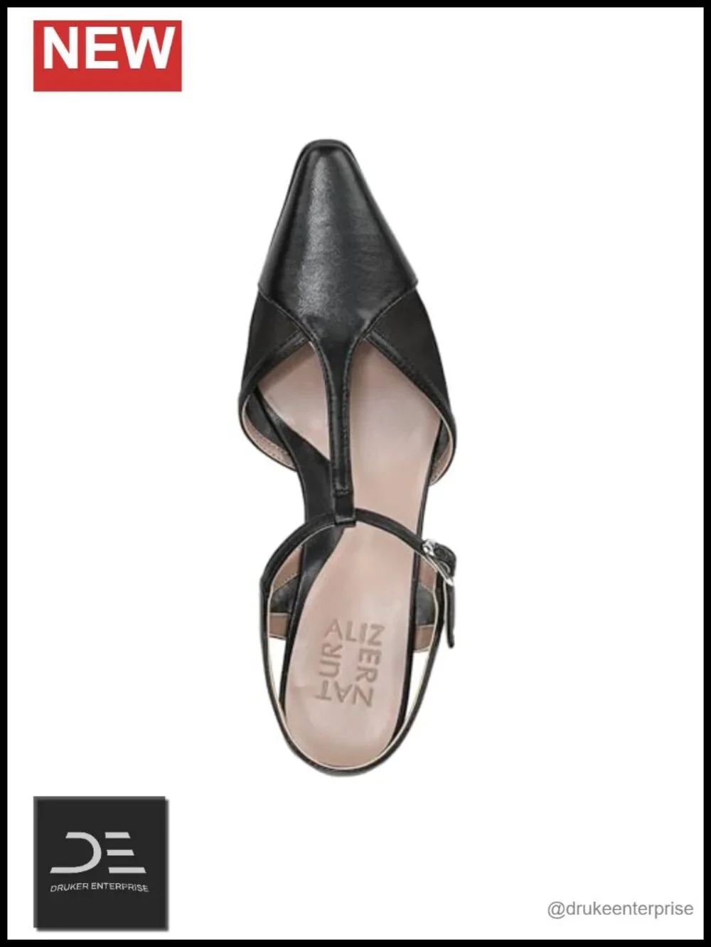 Naturalizer Torin Pump Adjustable Buckle T-Strap Slingback Flared Heel 2.13